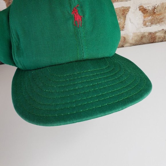 Vintage 1990’s POLO Ralph Lauren RLC Made in USA Green Red Pony Sport Snapback - Picture 7 of 10